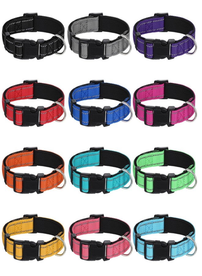 JOUTYFOR 12 Pcs Reflective Puppy Dog Collars Bulk for Litter Dogs Adjustable Safety Nylon Collars with Locking Buckle Soft Padded Breathable Puppy Collar for Cats Pets(Small) - Image 1